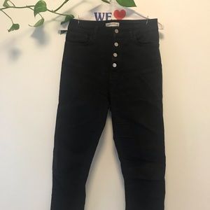 Zara Button Fly Black Skinny Jeans